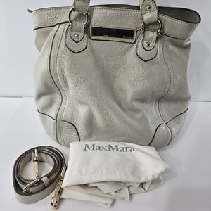 MaxMara Pebbled Leather Satchel NS Crossbody Long Shoulder Bag Purse Handbag